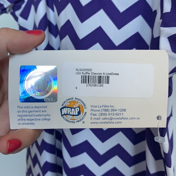 LSU Ruffle Chevron A-Line Dress- Size 4T - Picture 4 of 8